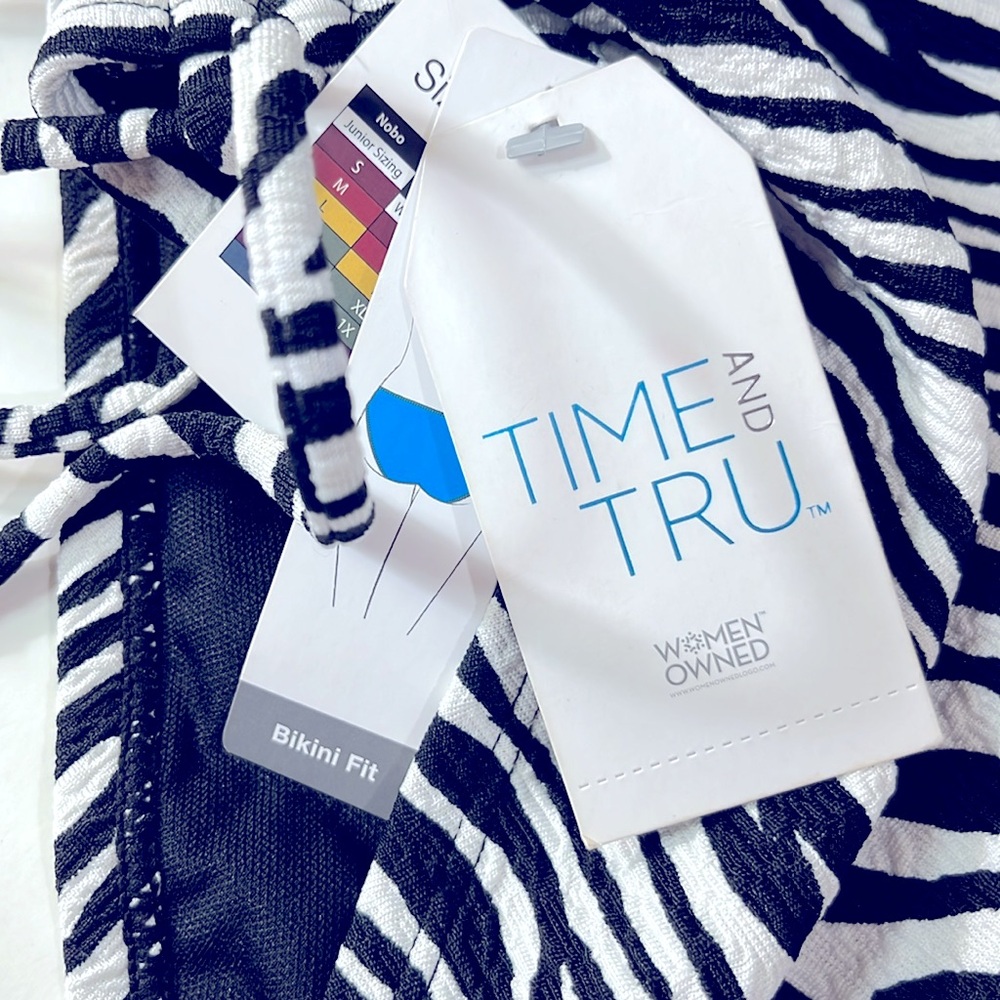 Time and Tru Zebra Print Swim Bottoms - Black and White 2X NWT plus size - Picture 5 of 8